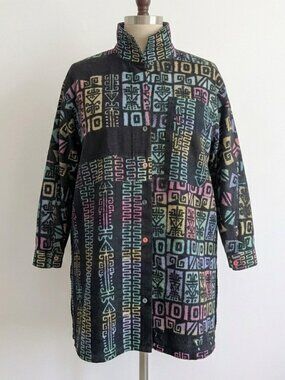 Vintage 90's Abstract Button Shirt Rainbow Hip Hop Men's Women's Plus 2X Street